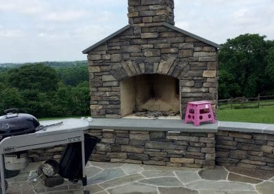 Outdoor Stonework Patio With Outdoor Fireplace