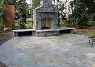 Outdoor Stonework Patio With Outdoor Fireplace